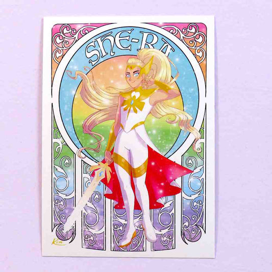 Premium small shimmer print of She-ra from She-ra and the Princesses of Power.