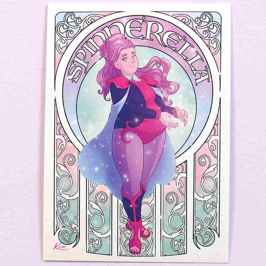 Premium small shimmer print of Spinnerella from She-ra and the Princesses of Power.