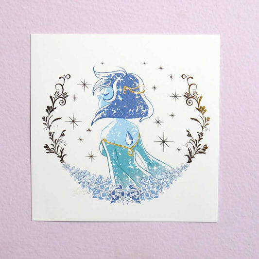 Premium small art print of Lapis Lazuli from "Steven Universe" with gold foil accents