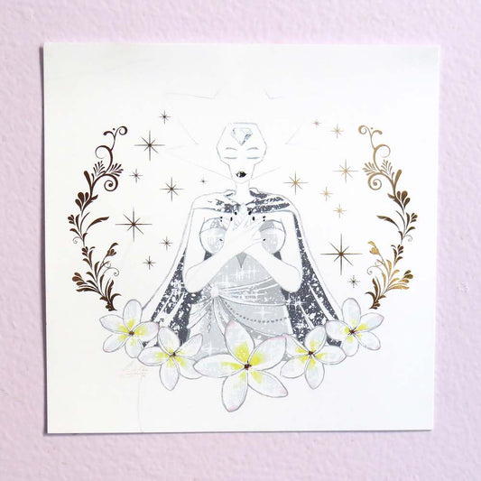Premium small art print of White Diamond from "Steven Universe" with gold foil accents